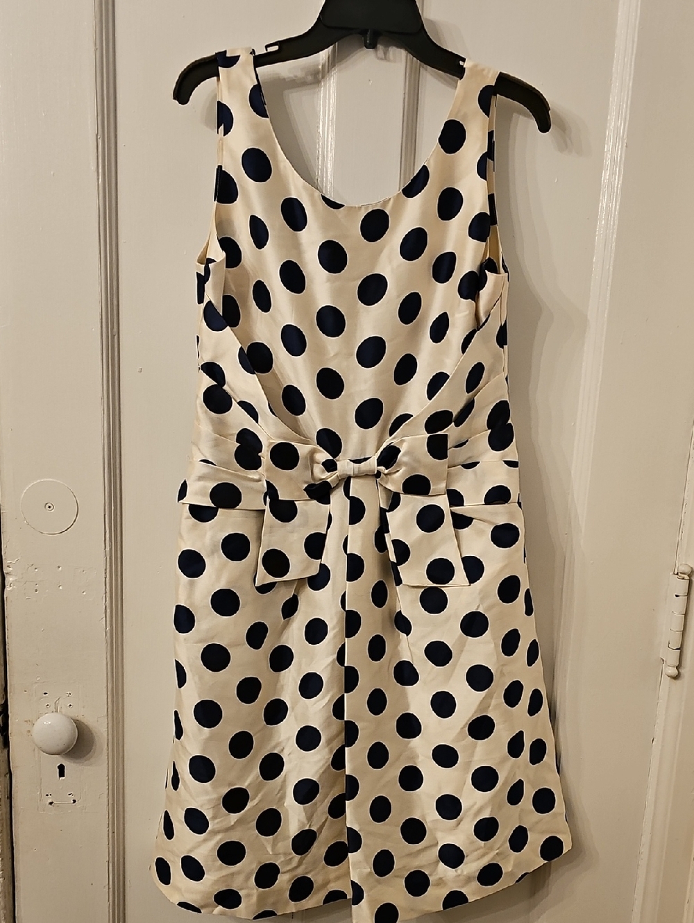 Kate Spade Ivory Polka Dot Sleeveless Tie-Waist Dress 8 Like New $249